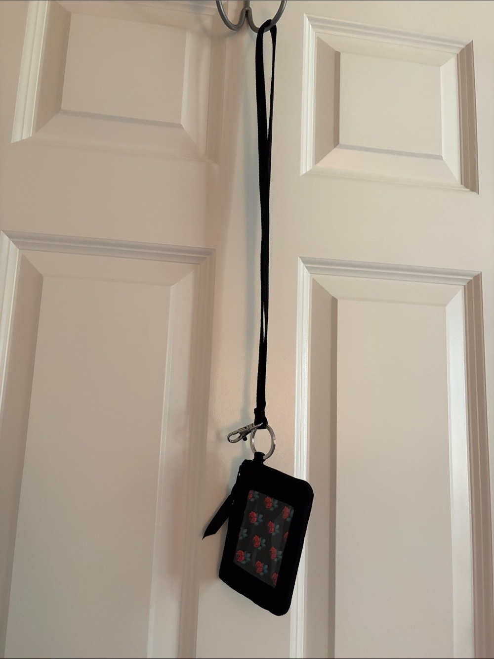 Vera Bradley Black Lanyard Key & Card Holder with Floral Window